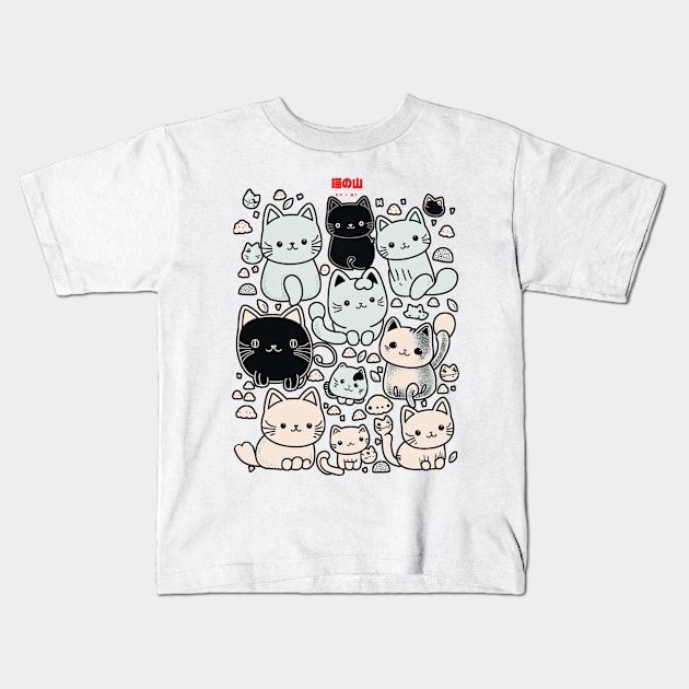 A group of black and white cats Kids T-Shirt by bmron